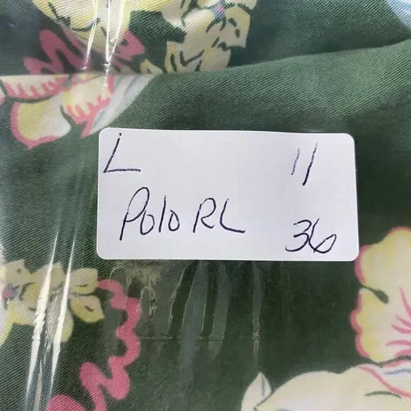 Vtg Polo Ralph Lauren Floral Shorts Mens 36 Green Tropical Floral Ukelele Y2K - Picture 14 of 14